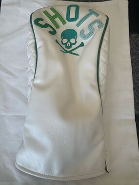 G/FORE White and Green "Shots" Skull Golf Headcover